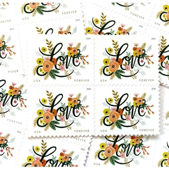 100 Love Flourishes 2018 Forever Postage Stamps USPS Valentines Wedding Party - Picture 1 of 7